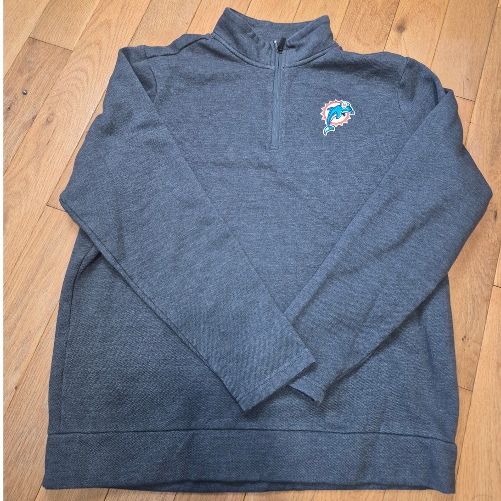 Antigua Miami Dolphins Quarter Zip Pullover Mens Large Gray Fleece 104645